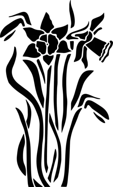 Narcissus Vector Stencil Black White — Vetor de Stock