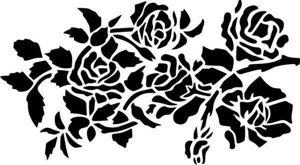 Цвітіння Троянди Vector Stencil Чорно Білий — стоковий вектор
