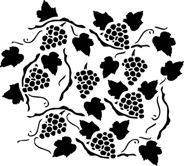 Grape Vector Stencil Black White — Stockvektor