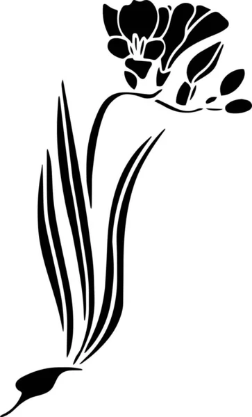 Gladiolus Vector Stencil Black White — Vetor de Stock