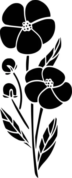 Flowers Vector Stencil Black White — Stock Vector