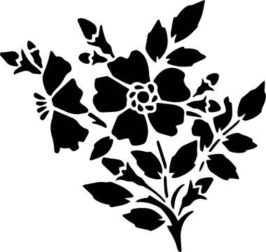 Rose flower Vector Stencil, black and white