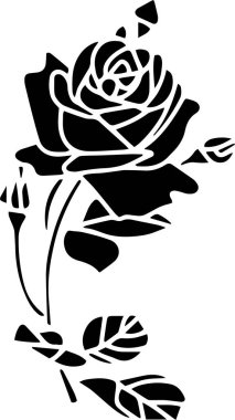 Roses Vector Stencil, black and white