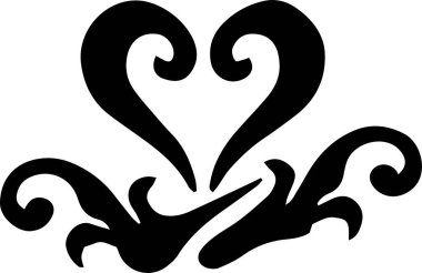 Heart Vector Stencil, black and white