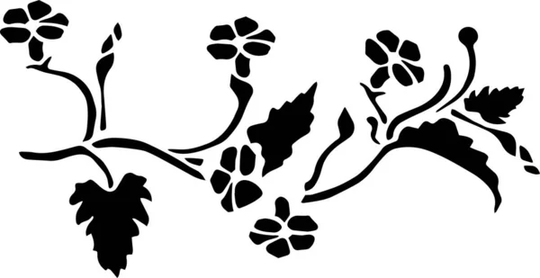 Flower Border Vector Stencil Black White — Stockvektor