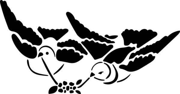 Dove Bird Vector Stencil Black White — Image vectorielle