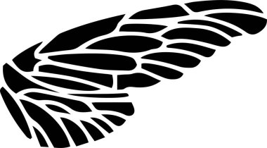 Wing Vector Stencil, black and white