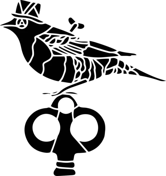 Steampunk Bird Vector Stencil Black White — Image vectorielle