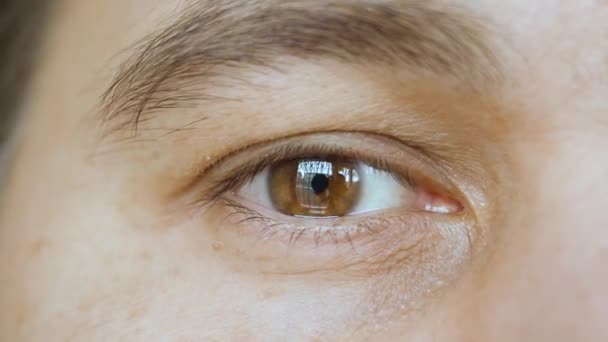 Close up view of an eye of a middle-aged man. — Vídeo de Stock