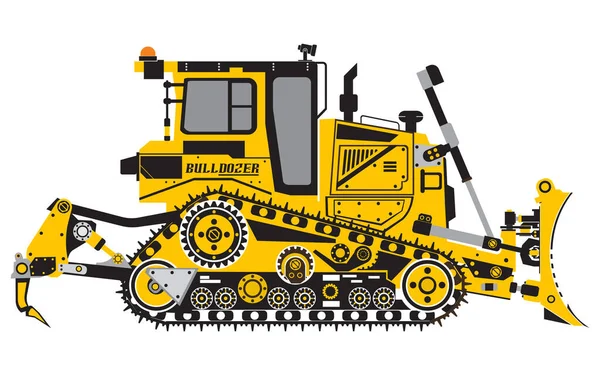 Bulldozer or Dozer with tractor-driven machine vector