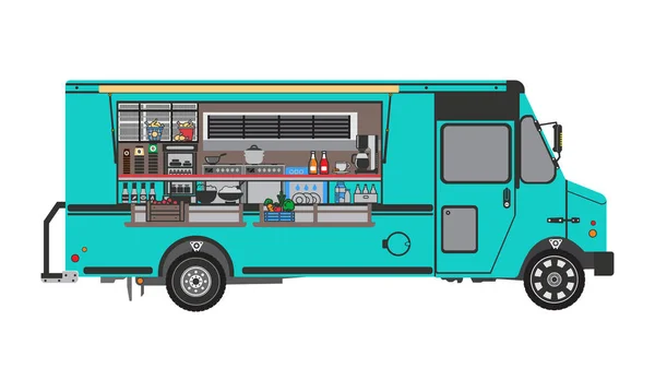 Food truck with open sales in side view vector