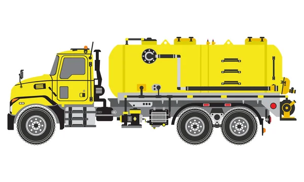 Septic Tank Truck Side View Yellow Color Vector — ストックベクタ