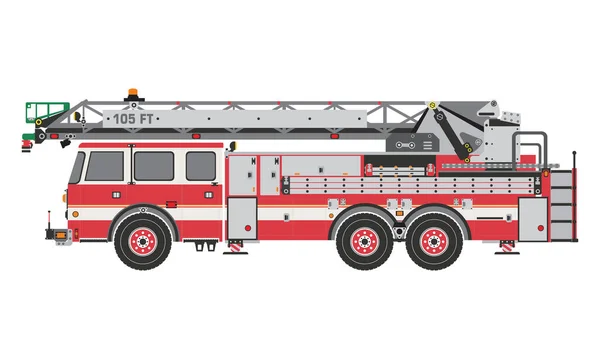 Detailed illustration of Fire Truck in flat style and side view vector