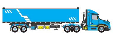 Semi Truck with Enclosed Trailer or Container Truck vector