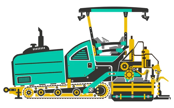Asphalt Paver Machine Vector Piece Construction Equipment — 图库矢量图片