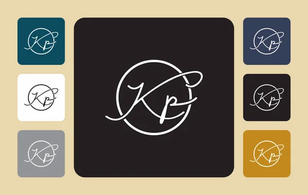 Kp in circle K p initial handwriting Kp in circle initial handwriting signature logo template vector hand lettering for designs or for identity