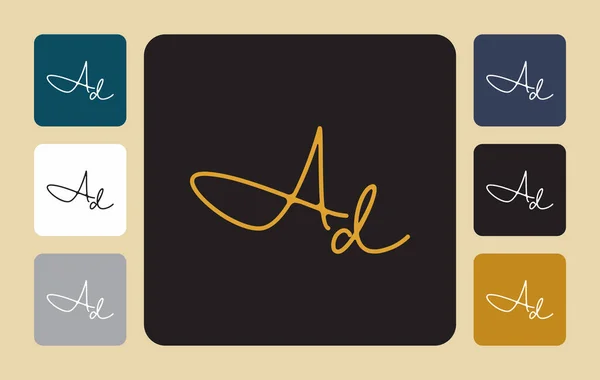 Ad A d initial handwriting Ad initial handwriting signature logo template vector hand lettering for designs or for identity