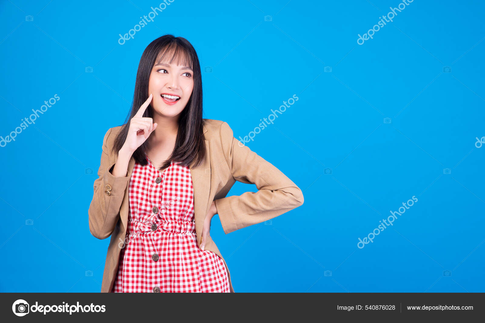 Уверенность Бизнеса Позитивные Азиатские Молодые Женщины Мышления.