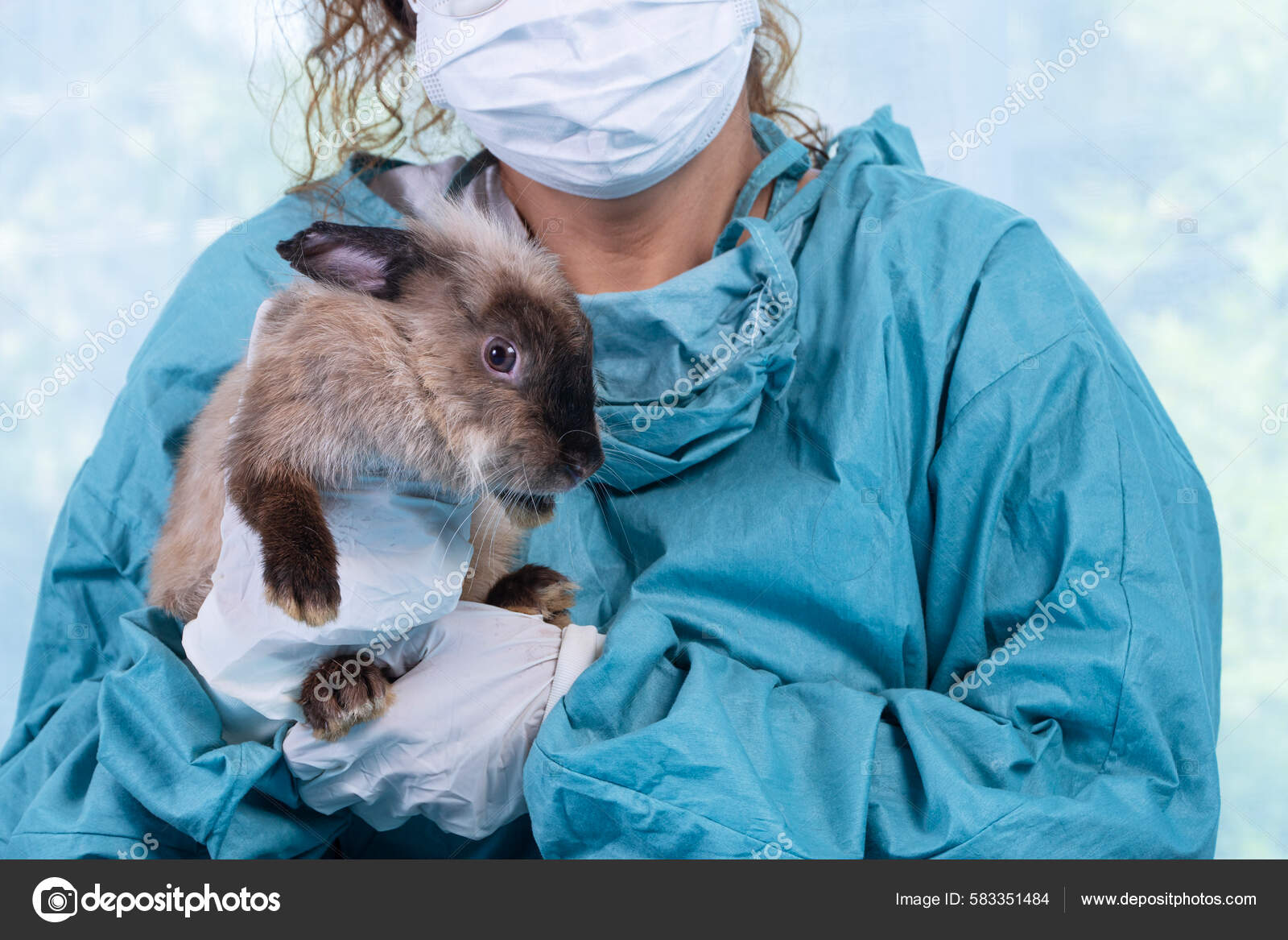 Veterinarian Doctor Nurse Wear Blue Uniform Coat Holding Sick Young Stock Photo by ©kaew1967