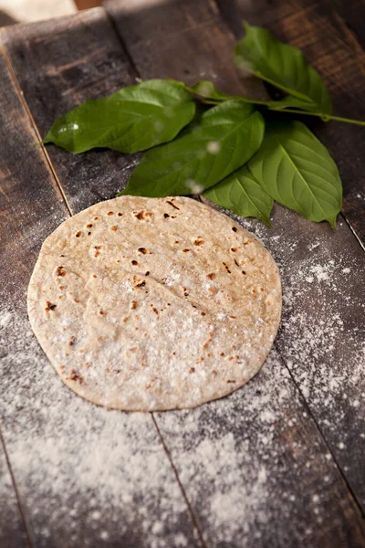 Plain Naan Indian Food Bowls Plates Indian Food Top View — Stock Photo, Image