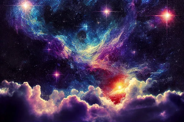 Cielo Stellato Notturno Galassia Della Lattea Con Stelle Polvere Spaziale — Foto Stock