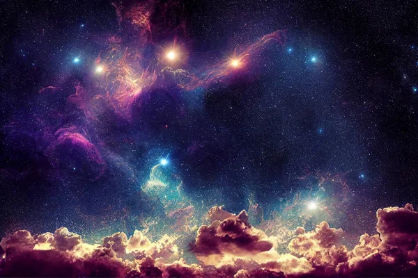 Έναστρος Νυχτερινός Ουρανός Και Γαλαξίας Αστέρια Και Διαστημική Σκόνη Στο — Φωτογραφία Αρχείου
