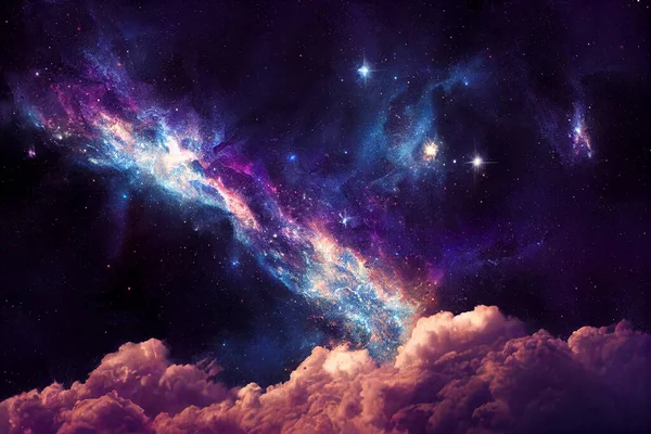 Yıldızlı Gece Gökyüzü Samanyolu Galaksisi Evrendeki Yıldızlar Uzay Tozuyla — Stok fotoğraf
