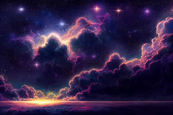 Έναστρος Νυχτερινός Ουρανός Και Γαλαξίας Αστέρια Και Διαστημική Σκόνη Στο — Φωτογραφία Αρχείου