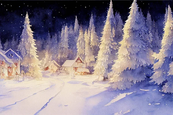 Julelandskapsbanner Snøfall Bakgrunn Fra Snøfnugg Natttapeter Til God Jul Vintage – stockfoto