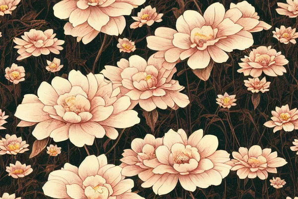 Kwiat Bezszwowy Wzór Akwarelowym Tle Malarstwa Akrylowego Tło Kwiat Stylu — Zdjęcie stockowe
