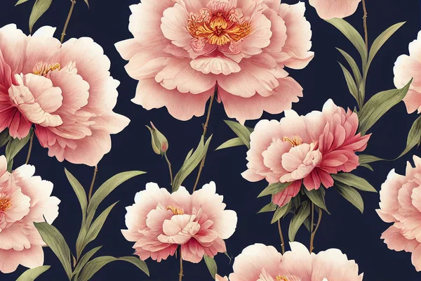 Flower seamless pattern with watercolor acrylic painting background. Flower background in vintage style . Designed for fabric luxurious and wallpaper. Hand drawn floral pattern illustration. Paper texture background, cardboard pattern