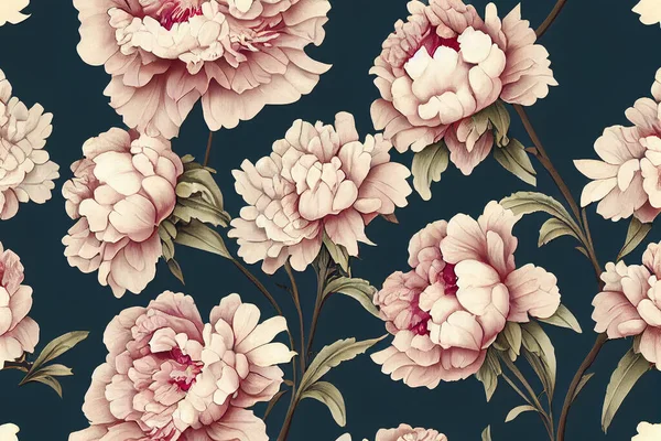 Flower seamless pattern with watercolor acrylic painting background. Flower background in vintage style . Designed for fabric luxurious and wallpaper. Hand drawn floral pattern illustration. Paper texture background, cardboard pattern