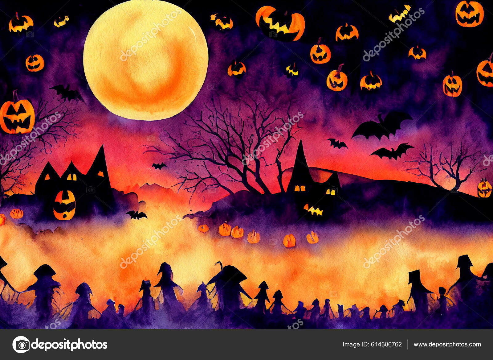 Жуткий Хэллоуинский Лесной Фон Жуткая Сцена Тыквами Страшный.