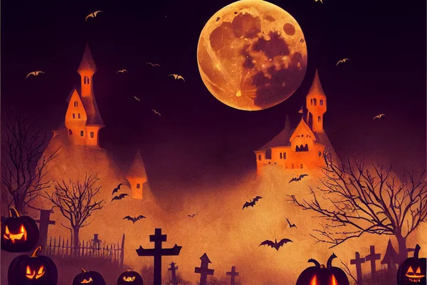 Kísérteties Halloween Erdő Háttér Ijesztő Sütőtök Jelenet Ijesztő Erdő Októberben — Stock Fotó