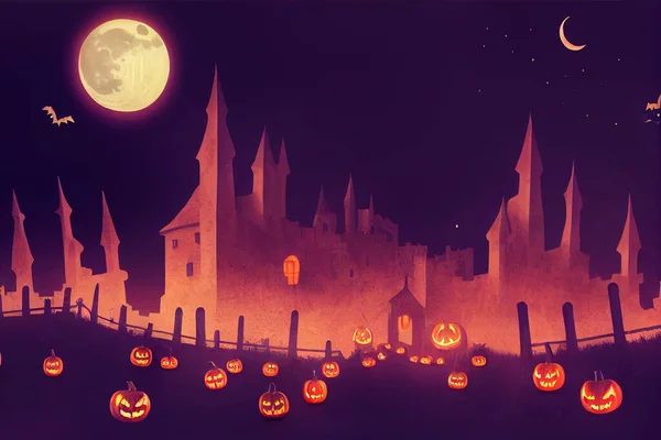 Strašidelné Halloween Lesní Pozadí Strašidelné Dýně Scény Děsivý Strašidelný Les — Stock fotografie