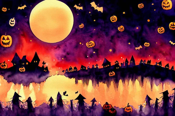 Gruseliger Halloween Waldhintergrund Gruselige Kürbisszene Gruseliger Wald Oktober Dunkle Nacht — Stockfoto