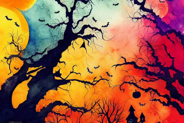 Spookachtige Halloween Bos Achtergrond Enge Pompoenen Scene Enge Griezelige Bos — Stockfoto