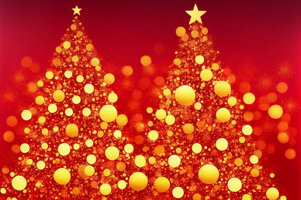 Rote Weihnachten Hintergrund Illustration Baum Frohe Weihnachten Und Frohe Feiertage — Stockfoto