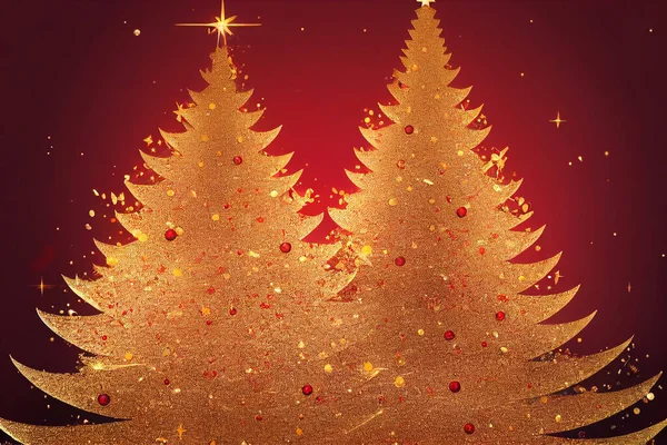 Kırmızı Noel Arkaplan Çizimi Ağaç Mutlu Noeller Mutlu Noeller Konsepti — Stok fotoğraf