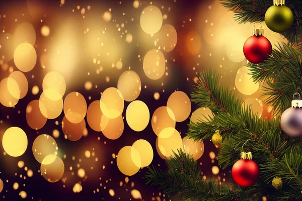 크리스마스 라이트는 크리스마스 트리를 선물로 장식한다 성탄절에 공예품으로 장식된 크리스마스 — 스톡 사진