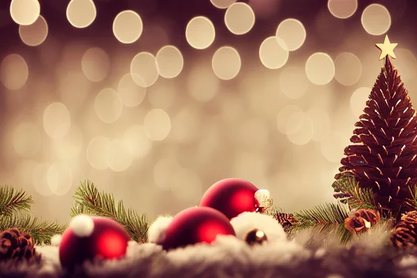 크리스마스 라이트는 크리스마스 트리를 선물로 장식한다 성탄절에 공예품으로 장식된 크리스마스 — 스톡 사진