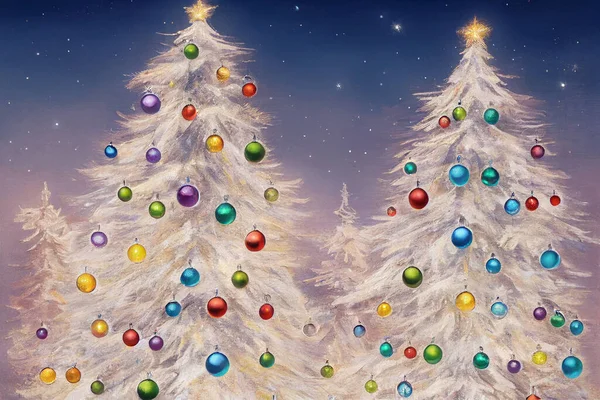 Christmas Background Illustration Lights Garland Christmas Tree Gifts New Year — Stock Photo, Image