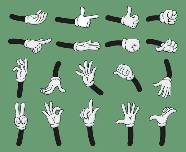 Cartoon Hands Gestures Comic Book Character Body Parts Hands Gestures — Wektor stockowy