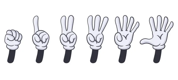 Comic Hands Numbers Gestures Cartoon Finger Counting Signs Hand Numbers — Stockvektor