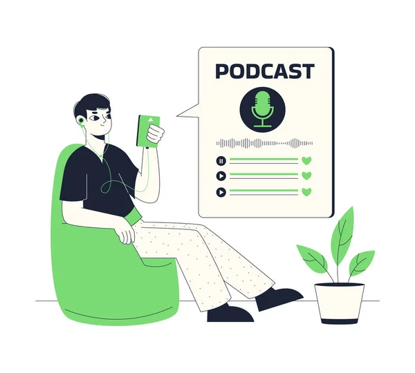 Podcast Ήχου Απευθείας Σύνδεση Ραδιοφωνική Εγγραφή Και Συνέντευξη Μετάδοσης Podcast — Διανυσματικό Αρχείο