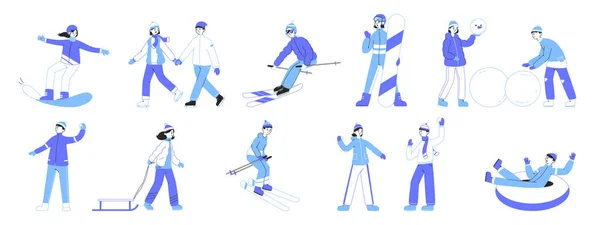 Snowboard Buz Pateni Kış Sporu Aktiviteleri Tatillerde Kar Aktiviteleri Kış — Stok Vektör