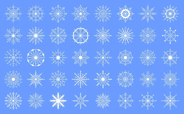 Christmas Snowflake Crystals Frosted Snow Shapes Blizzard Ice Snowflakes Winter — Stock Vector