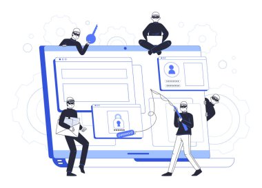 İnternet dolandırıcılığı siber suçlar, hackerlar ve siber hırsızlar. Siber suçlular veritabanını, banka bilgilerini ya da e-posta şifreli düz vektör çizimini çalarlar. Çevrimiçi siber suç kavramı