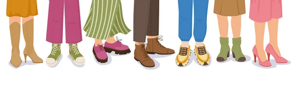 Patas Dibujos Animados Con Zapatos Botas Casuales Mocasines Cuero Zapatillas — Vector de stock