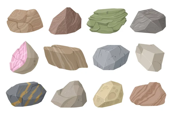 Κινούμενα Σχέδια Γρανίτη Πέτρα Γκρι Πέτρες Βράχια Βουνό Φυσικό Γρανίτη — Διανυσματικό Αρχείο